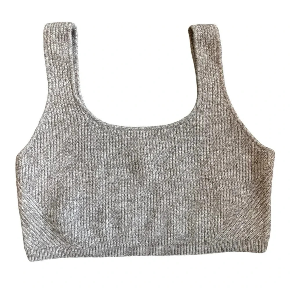 H & M Heather Grey Knit Scoop Neck Crop Top Tank Size Large